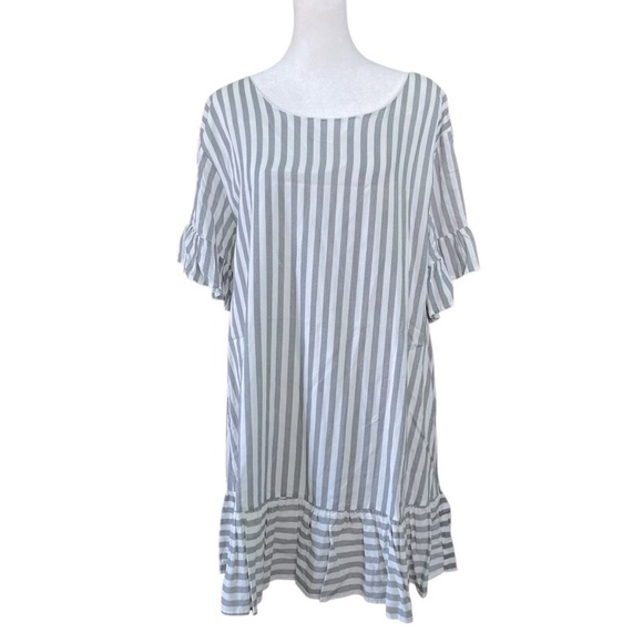 Umgee Black & White Striped Mini Dress with Ruffles (Size S) - Picture 1 of 12
